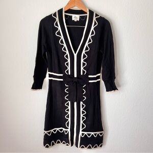 Milly of New York 100% Wool Black Bow Sweater Dress Sz L